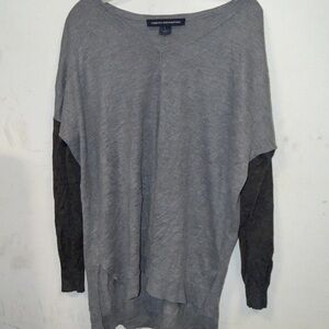 French Connection Gray V-Neck Pullover Sweater